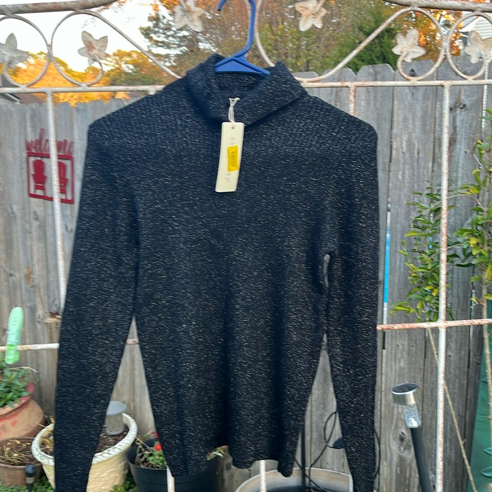 Copper key black sweater with silver sparkles, nwt , size large